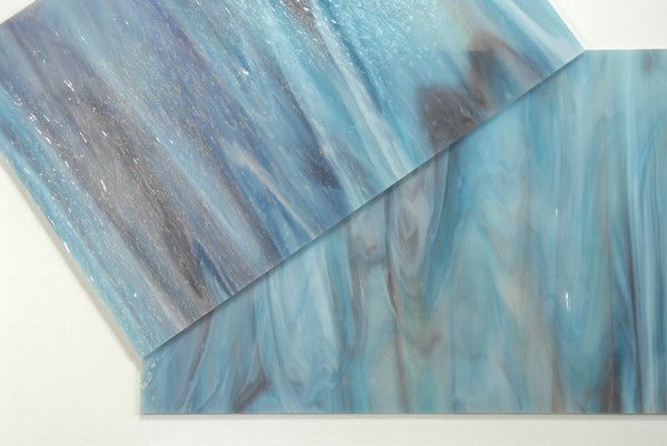 Plaque de Verre 20 x 30 cm n°30 - Bleu Ciel Rose Blanc