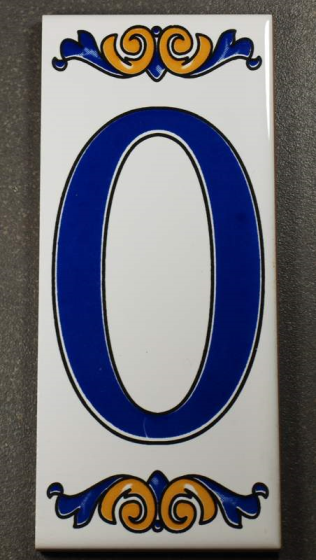 Numéro 0 en Faïence 6.5 x 15 cm