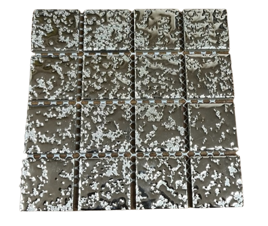 Pate de Verre Métallique Argentée 2,5 x 2,5 cm, Par 100 gr