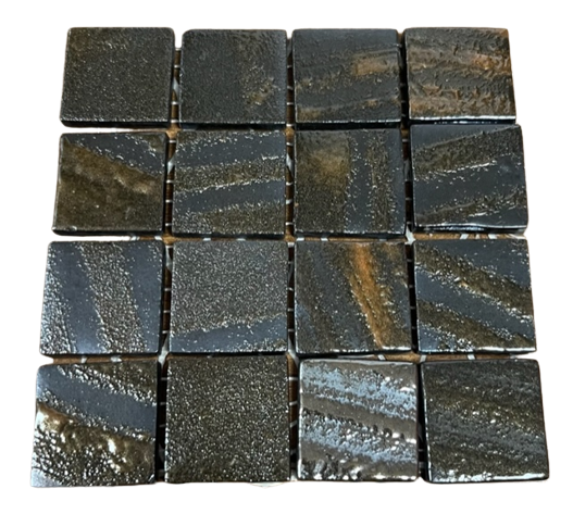 Pate de Verre Pétrole Marronnée 2,5 x 2,5 cm, Par 100 gr