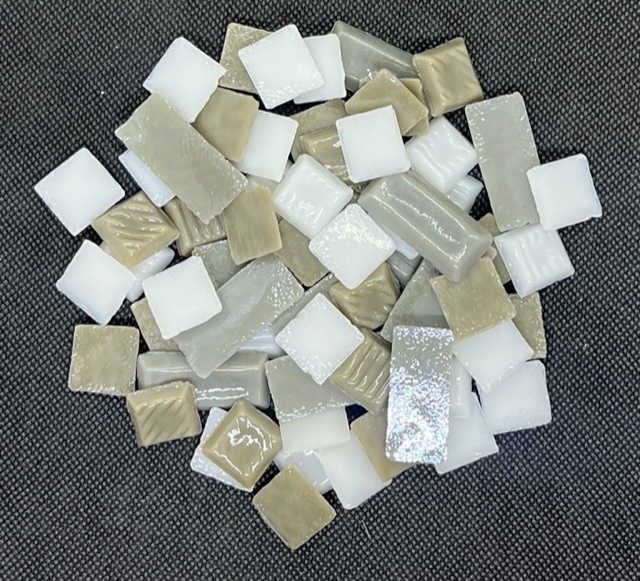 Pate de Verre Artisanale - Gris, Taupe, Blanc Nacré