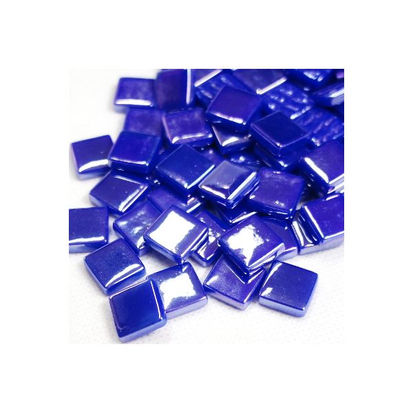 Pate de Verre 1.2 x 1.2 cm - Bleu Roi Irisé, Par 100 g
