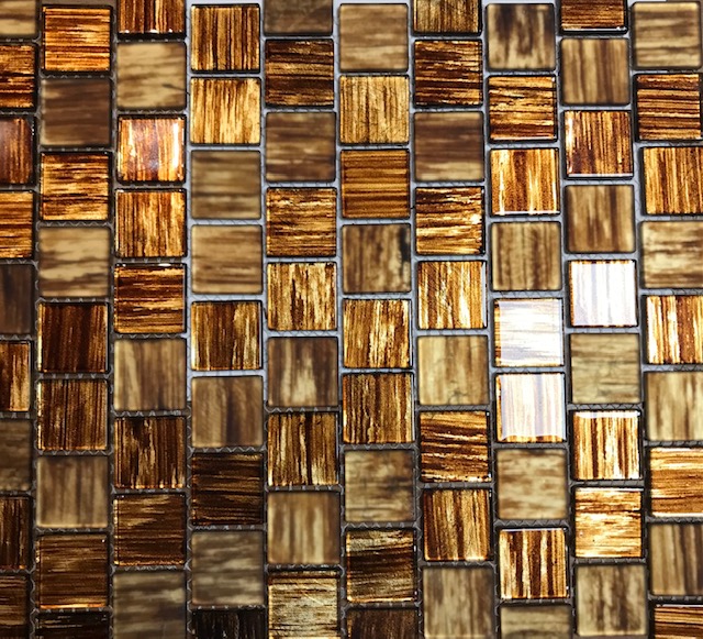 Mix Pâte de verre striée Marron ,Brillant et mate, 3 x 3 cm à la plaque