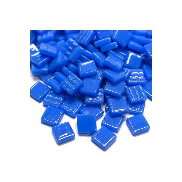 Pâte de Verre 0.8 x 0.8 cm - Bleu Moyen Unis, Par 100 g .