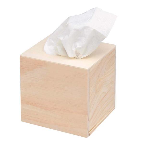 Boîte à Mouchoir en bois - 14 x 12,5 x 13,5 cm .