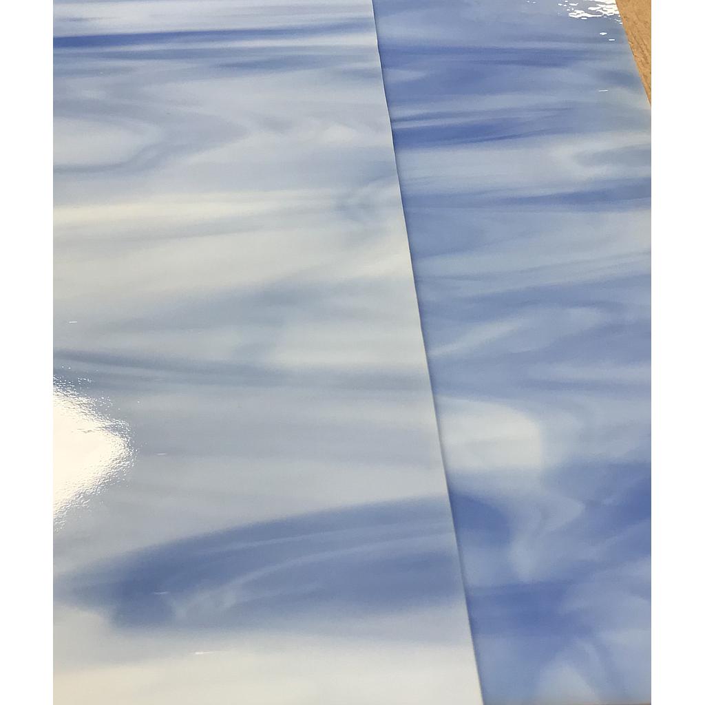 Plaque de Verre 20 x 20 cm - Bleu ciel nuagé blanc - n°5 