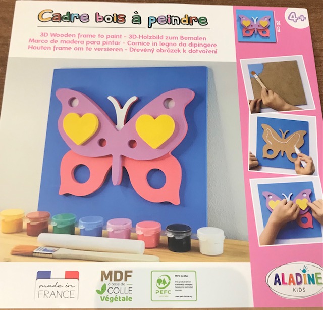 Coffret cadre bois à peindre papillon - A partir de 4 ans 