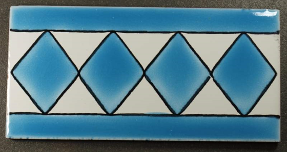 Petit Listel Faience Tunis Arlequin Bleu Ciel 5 x 10 cm