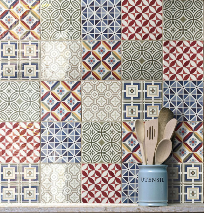 Faïence Country Patchwork, 13.2 x 13.2 cm, Vendu au m²
