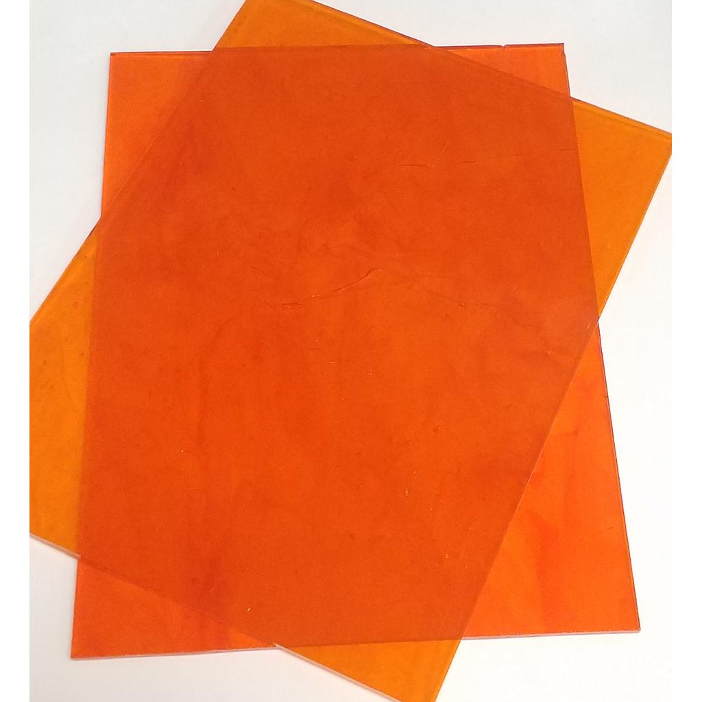 Plaque de Verre 15 x 20 cm, Orange Transparent
