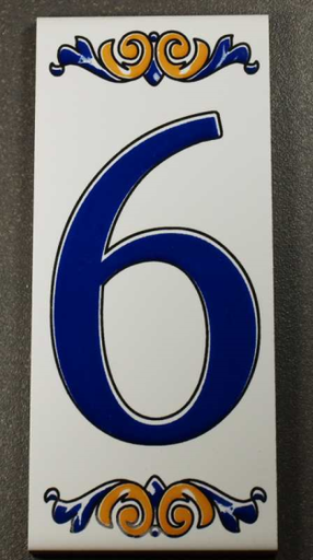 Numéro 6 en Faïence 6.5 x 15 cm