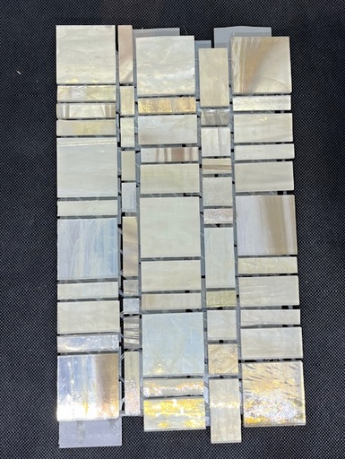 [liberty opal] Demi Plaque de Mosaïque Verre Blanc Nacré Beige, Demi plaque