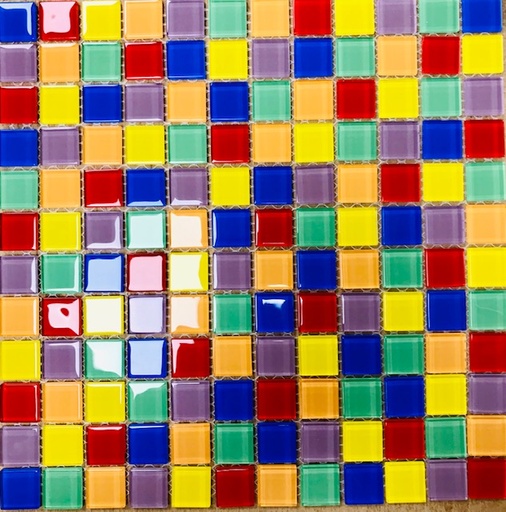 [CM 4SE10] Pâte de verre Arlequin ,2.3 x 2.3 cm , à la plaque .