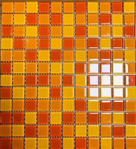 [CM 4523] Pâte de verre orangée , 2.5 x 2.5 cm , à la plaque