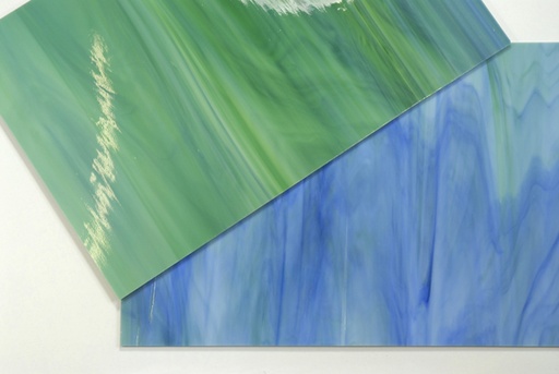 Baguette de Verre n°18 - Bleu Vert Blanc Semi Transparent 4 x 20 cm