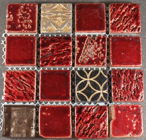 Marbre-Pierre Rouge et Gris 2.5 x 2.5 cm