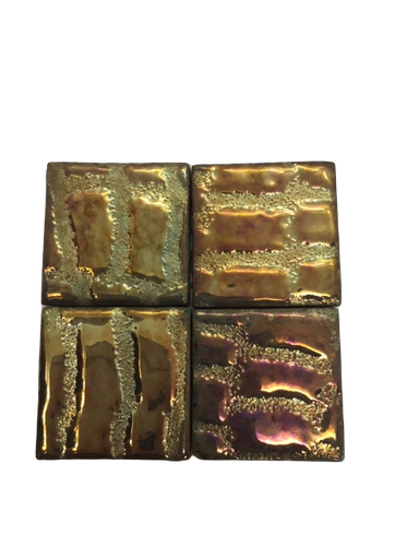 [pelle dorado 100%] Pate de Verre 2.4 x 2.4 cm Rayé Vert  par 100g