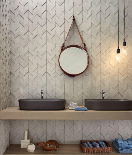 Grès Cérame Nordic Stone Mosaico Chevron, 28 x 32 cm, Ep. 9 mm, Vendu à la pièce, 1 Bte = 4 pièces
