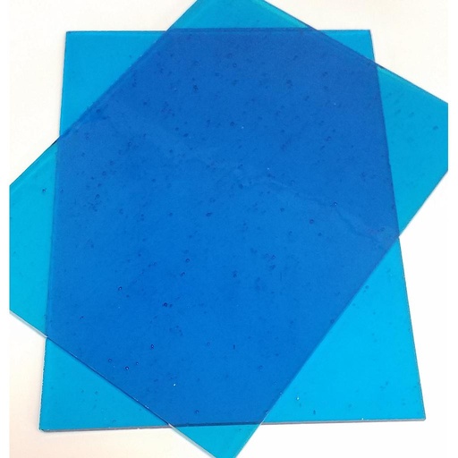 [T063-1520] Plaque de Verre 15 x 20 cm, Bleu Clair Transparent